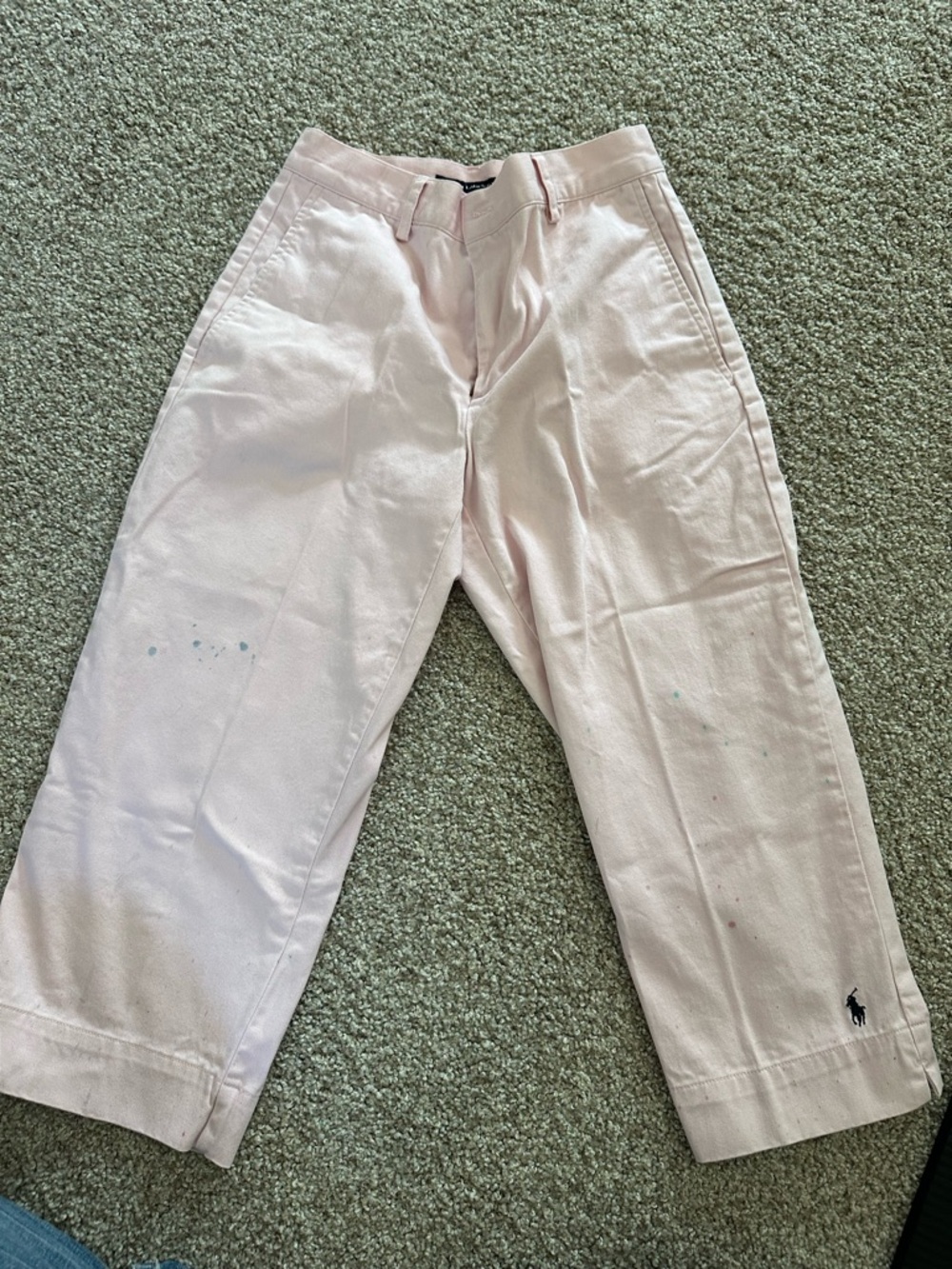 Ralph Lauren Sport Pink Cropped Pants Paint Splatter Distressed Size 6